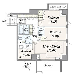 プラウド恵比寿 2LDKの間取図画像