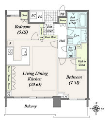 ベイズタワー&ガーデン 2LDKの間取図画像