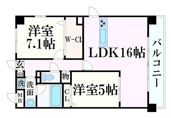 フランディル・ルミエ思案橋 ｜兵庫県姫路市飾磨区思案橋(賃貸マンション2LDK・3階・65.28㎡)の写真 その2