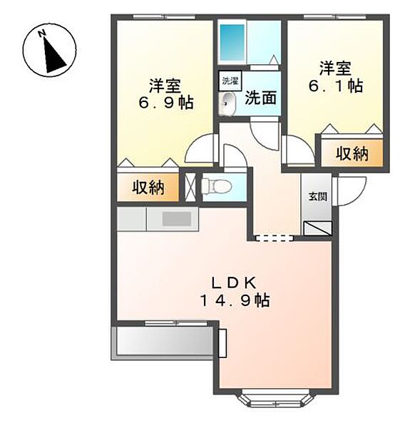 兵庫県姫路市花田町小川(賃貸アパート2LDK・2階・59.50㎡)の写真 その2