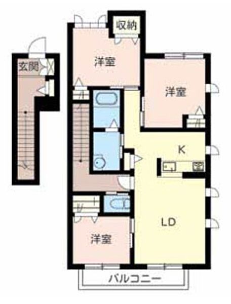 グランドゥール英賀保 ｜兵庫県姫路市飾磨区付城１丁目(賃貸アパート3LDK・2階・80.77㎡)の写真 その2