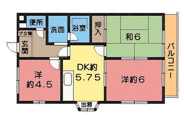 ケスハイツ一色 ｜兵庫県加古川市平岡町一色東２丁目(賃貸アパート3DK・1階・50.00㎡)の写真 その2