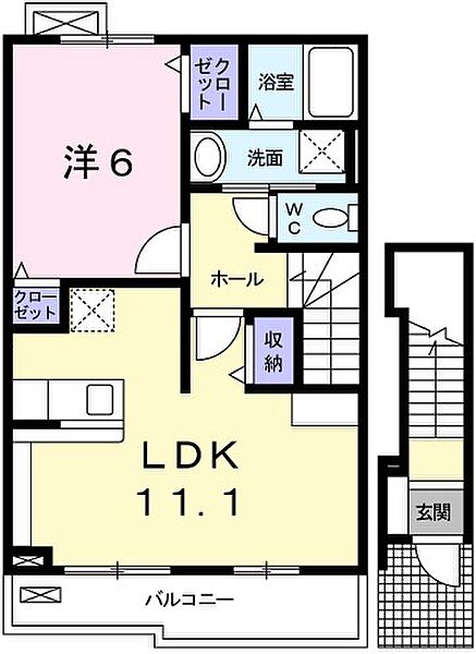 兵庫県姫路市南条１丁目(賃貸アパート1LDK・2階・46.09㎡)の写真 その2