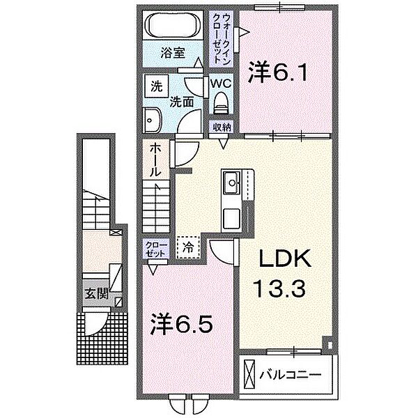 兵庫県姫路市網干区田井(賃貸アパート2LDK・2階・59.58㎡)の写真 その2