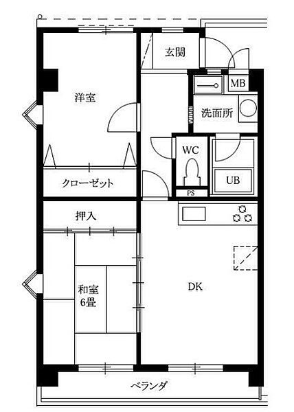 ウイング手柄（Wing手柄） ｜兵庫県姫路市亀山１丁目(賃貸マンション2DK・1階・58.02㎡)の写真 その2