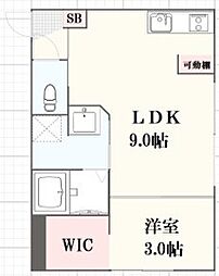 Leggero武庫川 1LDKの間取図画像