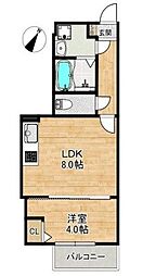 ALEGRIA姫路東 1LDKの間取図画像
