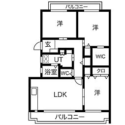 ハッピーコート五軒邸 3LDKの間取図画像