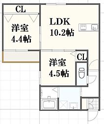 千里山東4丁目PJ 2LDKの間取図画像
