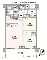 サンメゾン平塚代官町 2LDKの間取図画像