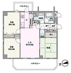 サングレース桜ケ丘弐番館 3LDKの間取図画像