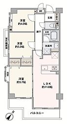 クリオ中央林間壱番館 3LDKの間取図画像