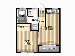 ビラフジヤ 1LDKの間取図画像