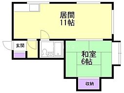 ブレ澄川 1LDKの間取図画像