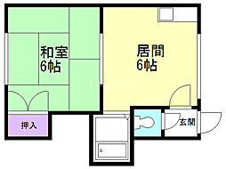 高台ハイツ 1DKの間取図画像