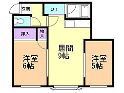 メゾンドヒル33 2LDKの間取図画像