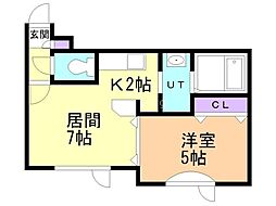 プリムラM1 1LDKの間取図画像