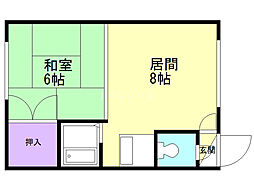 コーポシルビア 1LDKの間取図画像