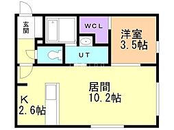 ブリーゼ中の島 1LDKの間取図画像