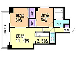 ベルリード福住 2LDKの間取図画像