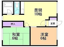 グレイス月寒 2LDKの間取図画像