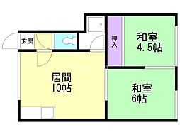 永野ハイツ 2LDKの間取図画像