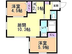 ラグジースペース 2LDKの間取図画像