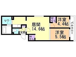 仮）ＧＡー福住1−1ＭＳ　Ｂ棟 3階2LDKの間取り