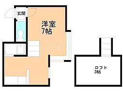 モアクレスト澄川 ワンルームの間取図画像