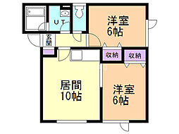 サミットハイツ 2LDKの間取図画像