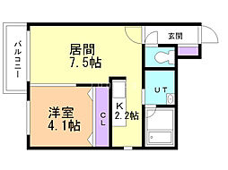 セントラルステート豊平 1LDKの間取図画像