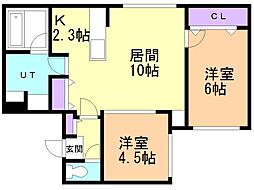 ブランシャールALAIN中の島 2LDKの間取図画像