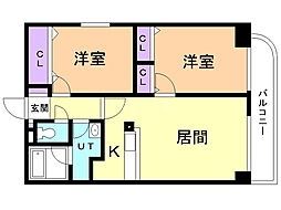 ビューリバー澄川 2LDKの間取図画像