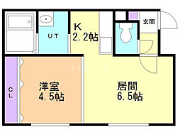 ル・ファール月寒公園 1LDKの間取図画像