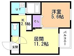 HS312 1LDKの間取図画像
