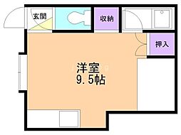 ルミエール川沿B ワンルームの間取図画像