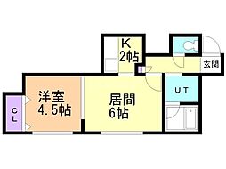 シャングリラ美園 1LDKの間取図画像
