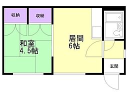 コーポカトレア 1DKの間取図画像