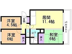 澄川パークマンションB棟 3LDKの間取図画像