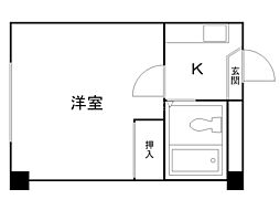 澄川銀座パレス 1Kの間取図画像