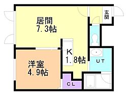 グランディール45 1LDKの間取図画像