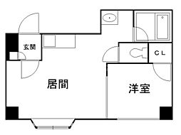 プレイズ中の島 1LDKの間取図画像