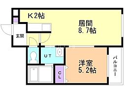 サンシティ平岸 1LDKの間取図画像