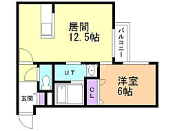 ジェルメ美園 1LDKの間取図画像