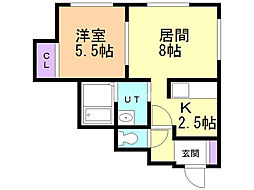 プレシューズ平岸 1LDKの間取図画像