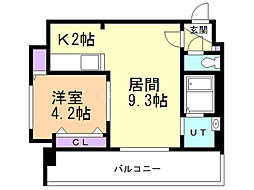 グランドジョラス美園 1LDKの間取図画像