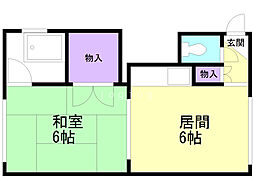 マンション十字 1DKの間取図画像