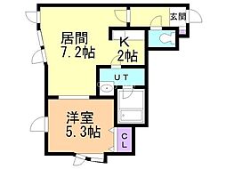 デュオ平岸 1LDKの間取図画像