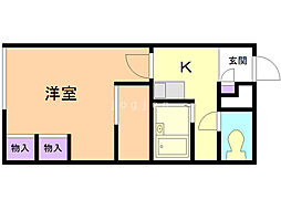 レオパレスフィオーレ月寒 1Kの間取図画像