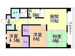 ロイヤルレインボー平岸B 3LDKの間取図画像